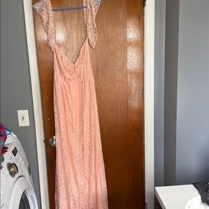 Elegant Pink Lace Gown